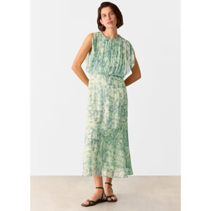 Whistles Green Dashed Brush Marks Midi Dress